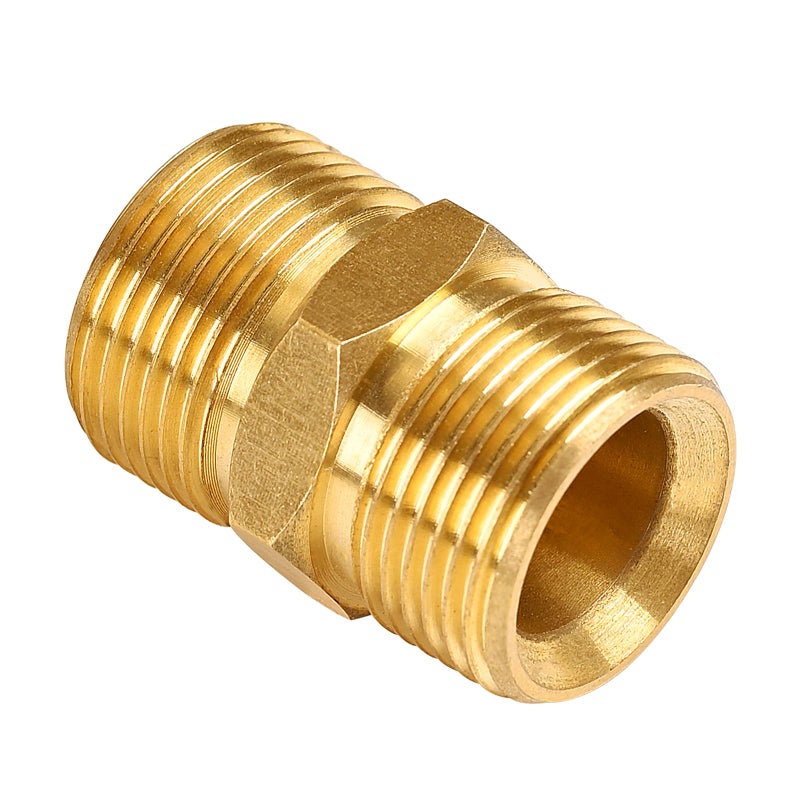 YAMATIC Pressure Washer Hose Connector, Solid Brass Double M22-14mm Male Coupler, Pressure Washer Hose Extension Adapter Fitting, 5000 PSI 1 PCS - Image 1